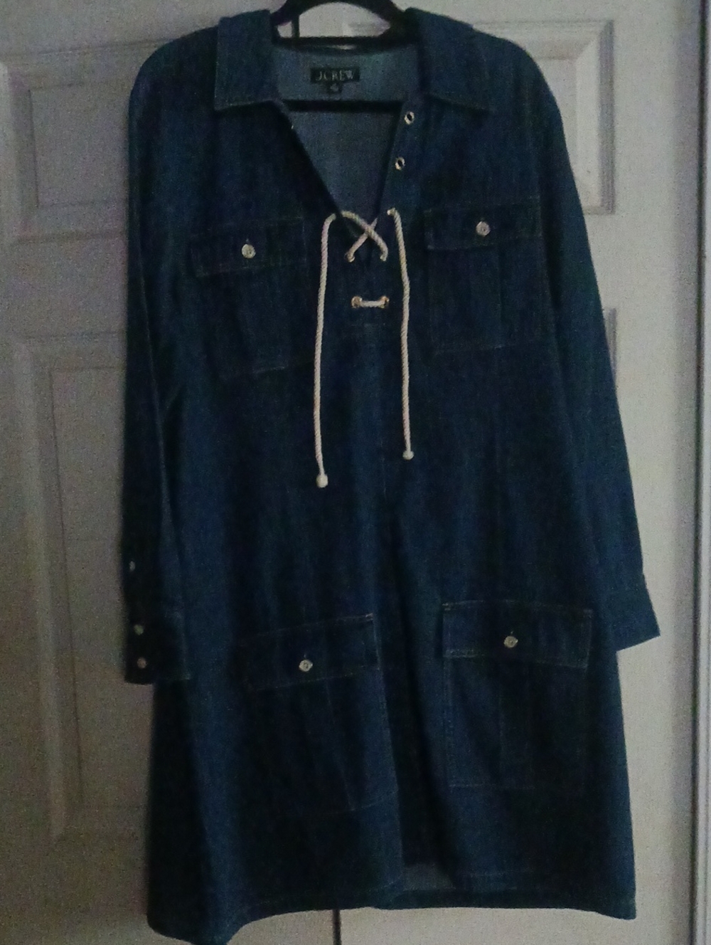 J. Crew Dark Blue Denim Lace-Up Tunic Dress